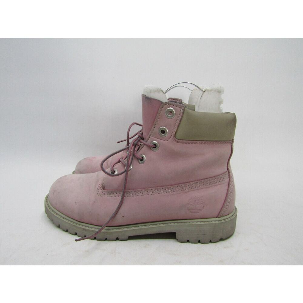 Timberland Womens Size 6.5 M Pink Leather Laces Ankle Fashion Boots Bootie